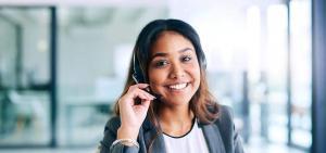 smiling female customer rep with headset